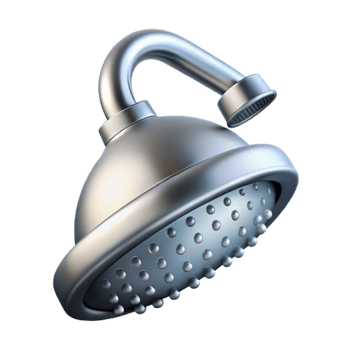 serene minimalist Shower Head Chrome Rainfall Isolated on Transparent Background premium png