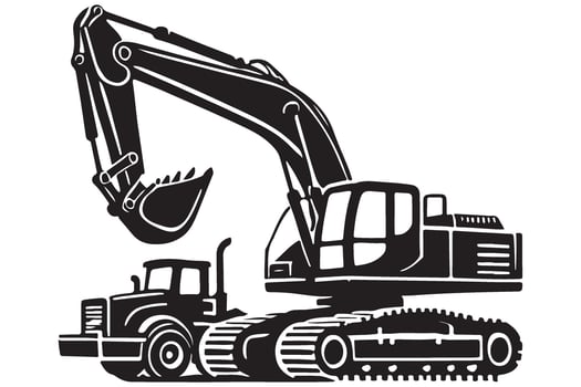 Excavator with Truck Illustration Perfect for Construction Designs vector