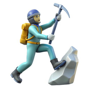 magnificent traditional Silhouetted Climber with Ice Axe Cutout Element detailed png