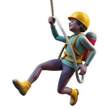 wonderful traditional Silhouetted Climber with Rope and Harness Cutout Element professional png