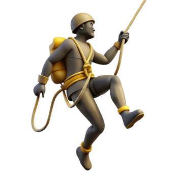 serene classic Silhouetted Climber with Rope and Harness Cutout Element original png