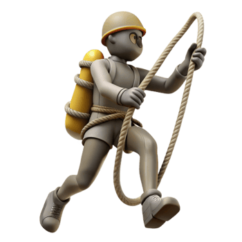 dramatic minimalist Silhouetted Climber with Rope and Harness Cutout Element exclusive png