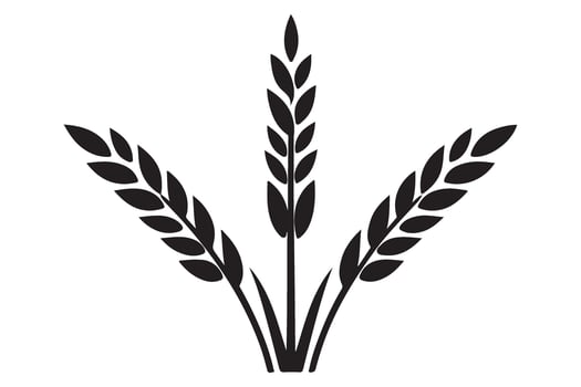 Three Wheat Stalks Black Silhouette Art Illustration Design vector
