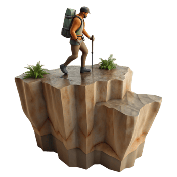 serene rustic Silhouetted Hiker on Cliff Edge Transparent Background professional png