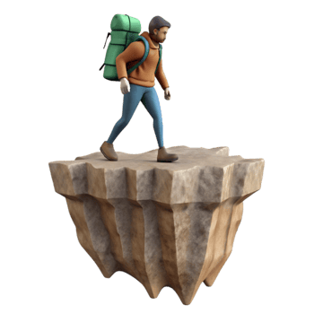 serene artistic Silhouetted Hiker on Cliff Edge Transparent Background high resolution png
