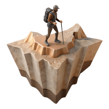 extraordinary minimalist Silhouetted Hiker on Narrow Ridge Cutout premium png