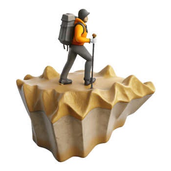 impressive artistic Silhouetted Hiker on Narrow Ridge Cutout professional png