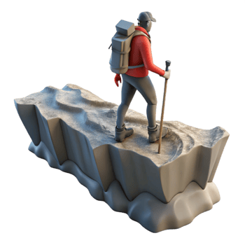 vibrant contemporary Silhouetted Hiker on Narrow Ridge Cutout original png