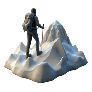 wonderful contemporary Silhouetted Hiker on Snowy Mountain Ridge Transparent Background high quality png
