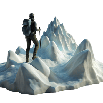 stunning traditional Silhouetted Hiker on Snowy Mountain Ridge Transparent Background professional png