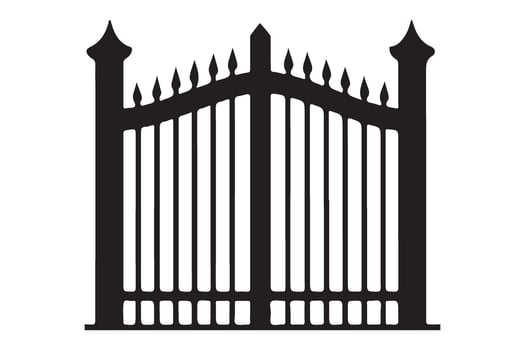 Ornate Iron Gate Silhouette Illustration with Spike Details vector