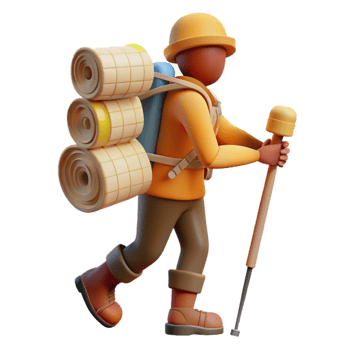 beautiful traditional Silhouetted Hiker with Backpack and Trekking Poles Cutout professional png