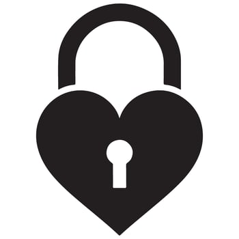 Heart Shaped Padlock Silhouette Love Symbol Illustration vector