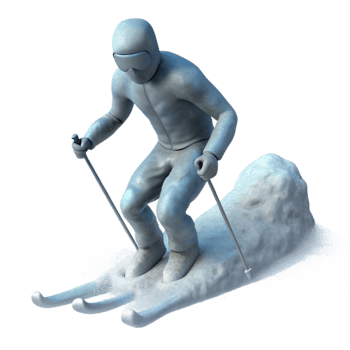 beautiful creative Silhouetted Skier in Powder Snow Isolated Background authentic png