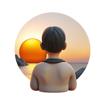 impressive rustic Silhouette of Person Watching Sunset Cutout Element original png