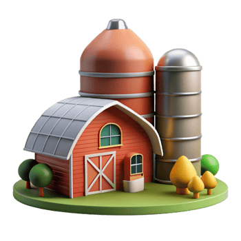 wonderful contemporary Silo with Farm in Background Isolated original png