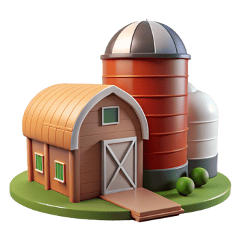 elegant abstract Silo with Farm in Background Isolated high quality png