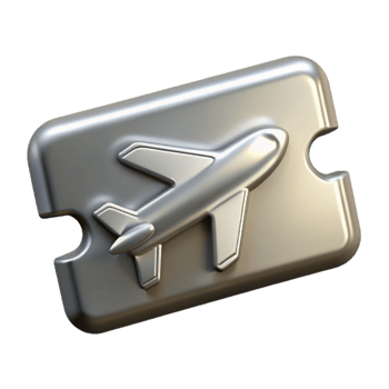 serene abstract Silver Airplane Ticket Front View Transparent Cutout original png