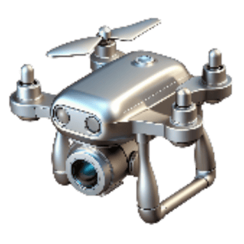 vibrant minimalist Silver Drone with Camera Transparent Background genuine png
