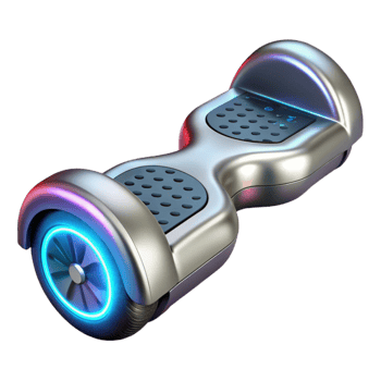 extraordinary artistic Silver Hoverboard with Led Lights Isolated exclusive png