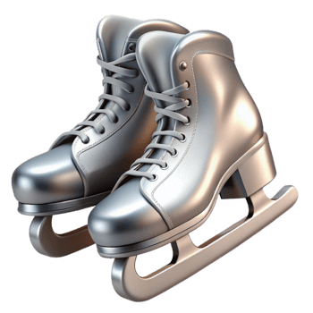elegant vintage Silver Ice Skates Blades Close Up Cutout premium png