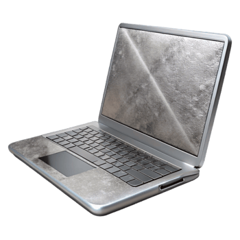 elegant rustic Silver Laptop Side View Transparent Background authentic png
