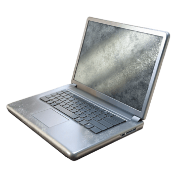 vibrant vintage Silver Laptop Side View Transparent Background authentic png