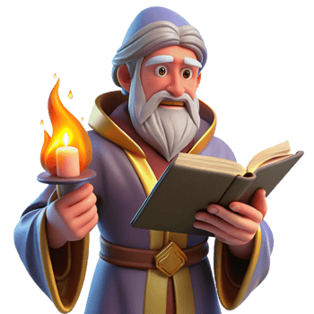 extraordinary rustic A Wise Old Wizard Studying a Magical Tome detailed png