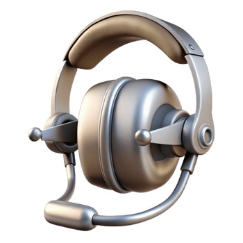 wonderful rustic Silver Pilot Headset Front View Transparent Cutout Element png