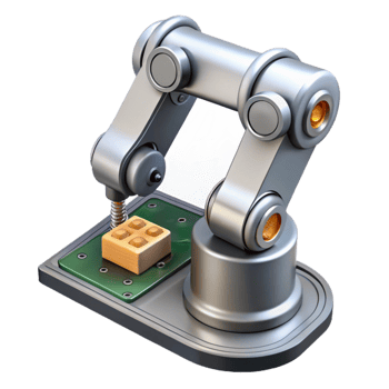 impressive creative Silver Robotic Arm Holding Circuit Board Isolated professional png