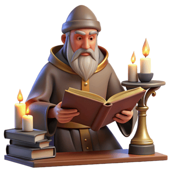 beautiful artistic A Solitary Wizard Studying an Ancient Tome high quality png