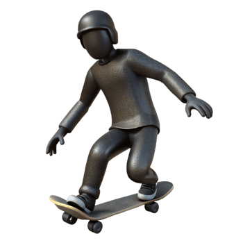 dramatic minimalist Skateboarder Silhouette Black Isolated professional png