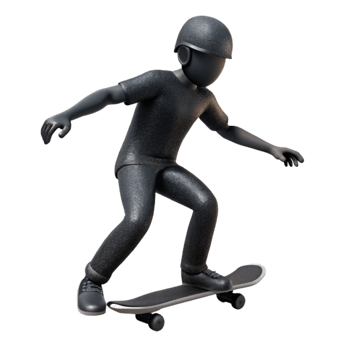 extraordinary rustic Skateboarder Silhouette Black Isolated authentic png