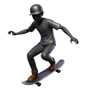 impressive traditional Skateboarder Silhouette Black Isolated detailed png