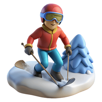 serene creative Skier in Deep Powder Snow professional png