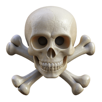 magnificent creative Skull with Crossbones Isolated on White exclusive png