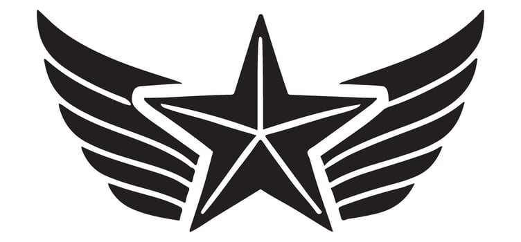 Star with wings illustration military achievement insignia and symbol vector