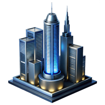 stunning vintage Sleek Skyscraper Night View Isolated with City Lights genuine png