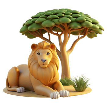 vibrant traditional A Regal Lion Pride Resting Under the Sha exclusive png