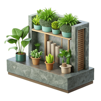 extraordinary minimalist Small Vertical Garden for Balcony Transparent Background Space Saving original png