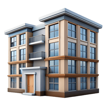 elegant vintage Smart Apartment Building Facade Transparent Background detailed png