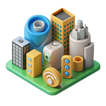 serene artistic Smart City Technology Icon Set Cutout premium png