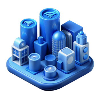 serene traditional Smart City Technology Icons Set Blue Transparent Background genuine png