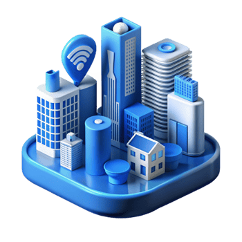 stunning modern Smart City Technology Icons Set Blue Transparent Background exclusive png