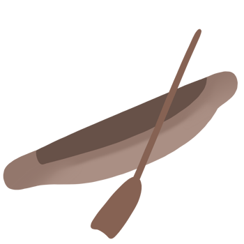 a canoe with a paddle on it, isolated on a transparent background png