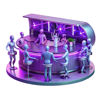 serene contemporary A Futuristic Bar Filled with Holographic high quality png