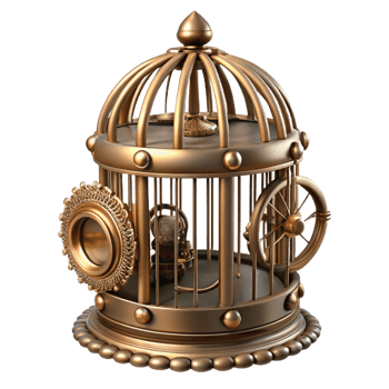 magnificent contemporary A Steampunk Birdcage with Intricate Brass png