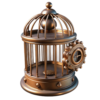 beautiful vintage A Steampunk Birdcage with Intricate Brass authentic png