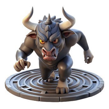 magnificent modern A Fearsome Minotaur Charging Through a La professional png