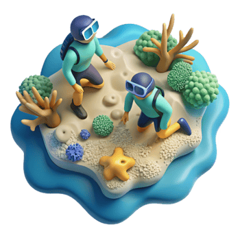 elegant rustic Snorkeler Exploring Reef Top View Isolated png